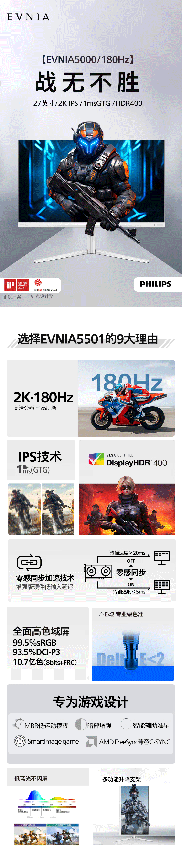 【飞利浦27M2N5501】飞利浦EVNIA电竞游戏显示器-27英寸-2K-原生180Hz-FastIPS-1ms-G-sync-出厂校准-HDR400-DP1_01.gif
